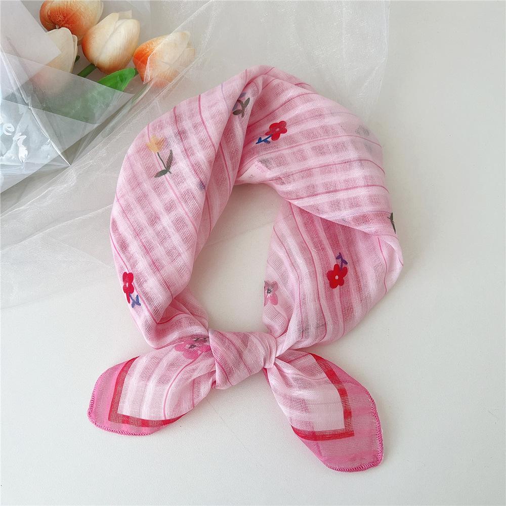 Eșarfă pătrată mică din bumbac și in Eșarfă din mătase Primăvară și toamnă pentru femei Stil nou artistic și versatilă la modă Esarfă cu bentiță cu temperament