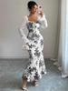 Women Fit and Flare White, Black Maxi/Full Length Dress