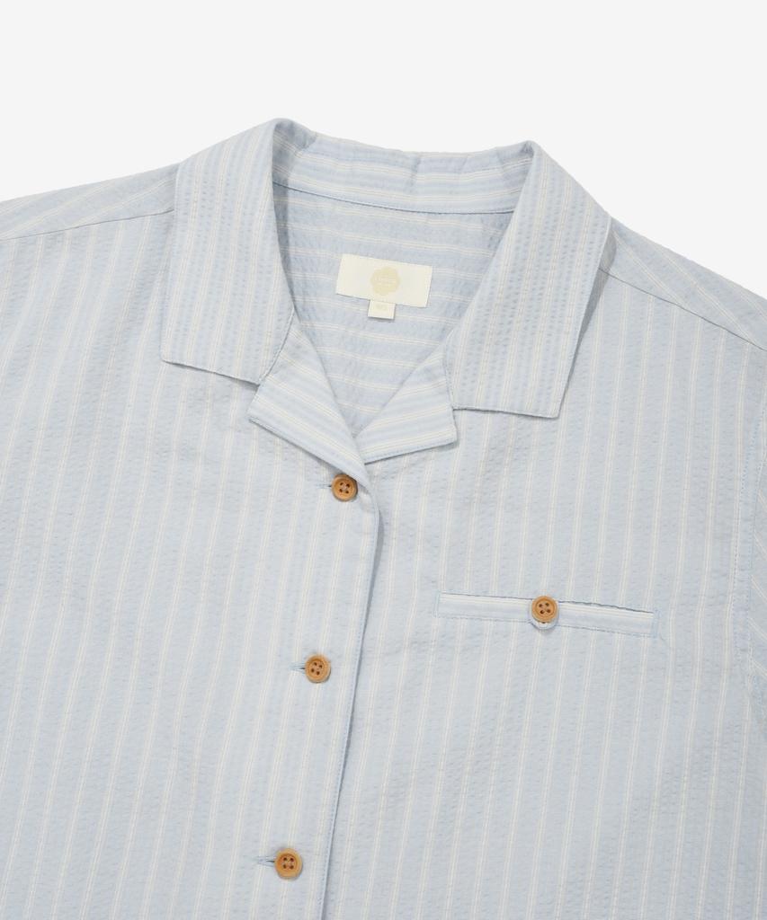 COVERNAT WOMAN Striped Half Shirt Ivory
