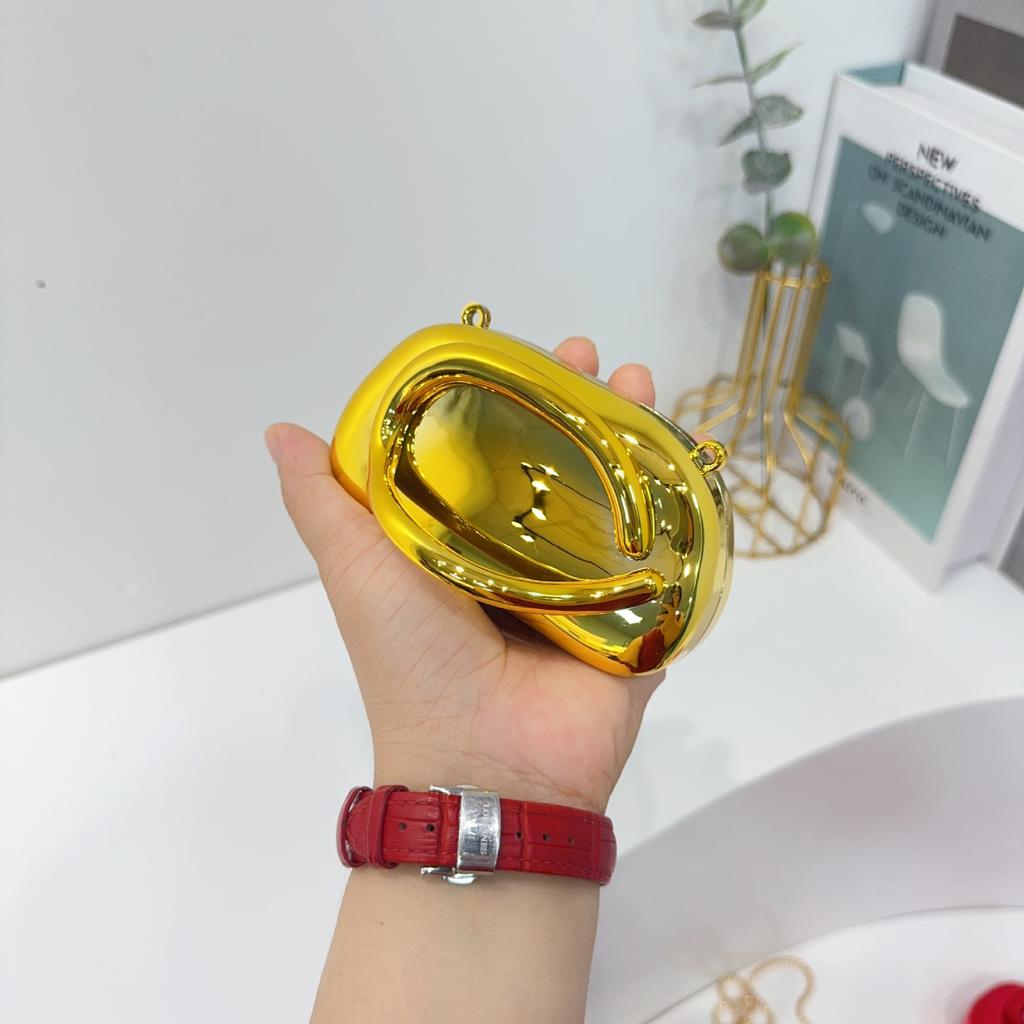 Mini Gold Acrylic Metal Closure Box Clutch Bag Women Evening Wedding Party Cute Purse Handbags Silver 2025 Spring New Fashion