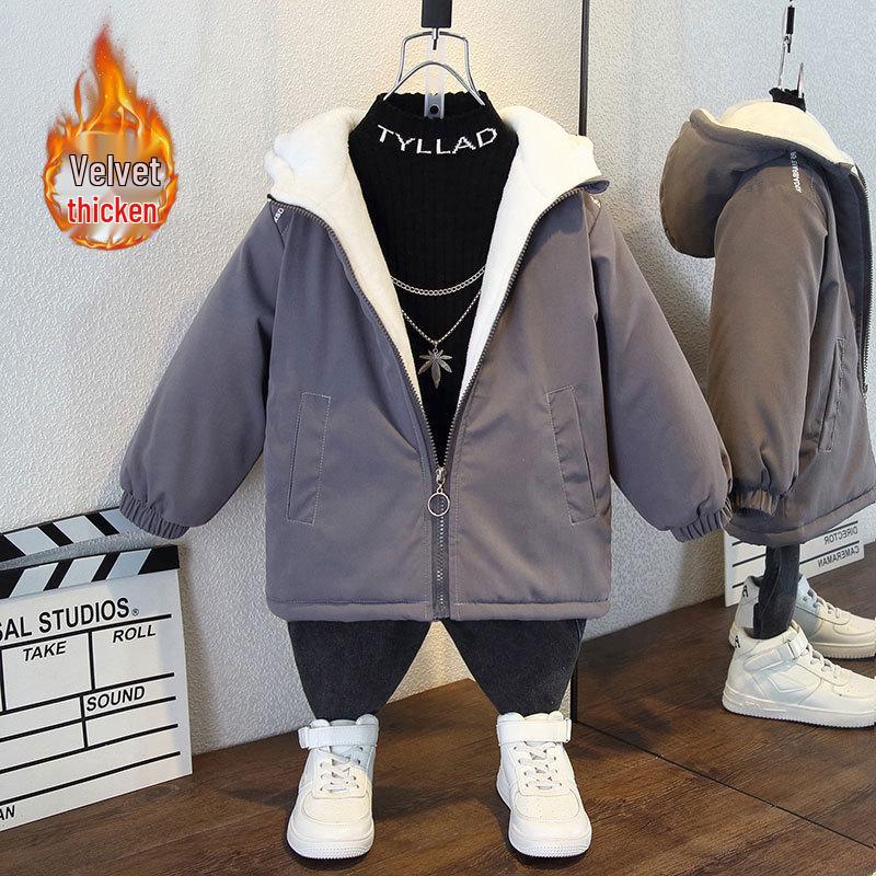 Geacă Trendy de Toamnă/Iarnă pentru Băieți - Stil Stradal 2025, Căptușeală Groasă din Bumbac