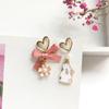 Korean Fashion Bow Cute Animal Kitten Dangle Earrings for Women Sweet Flower Rabbit Asymmetric Tassel Earrings Party Jewelry