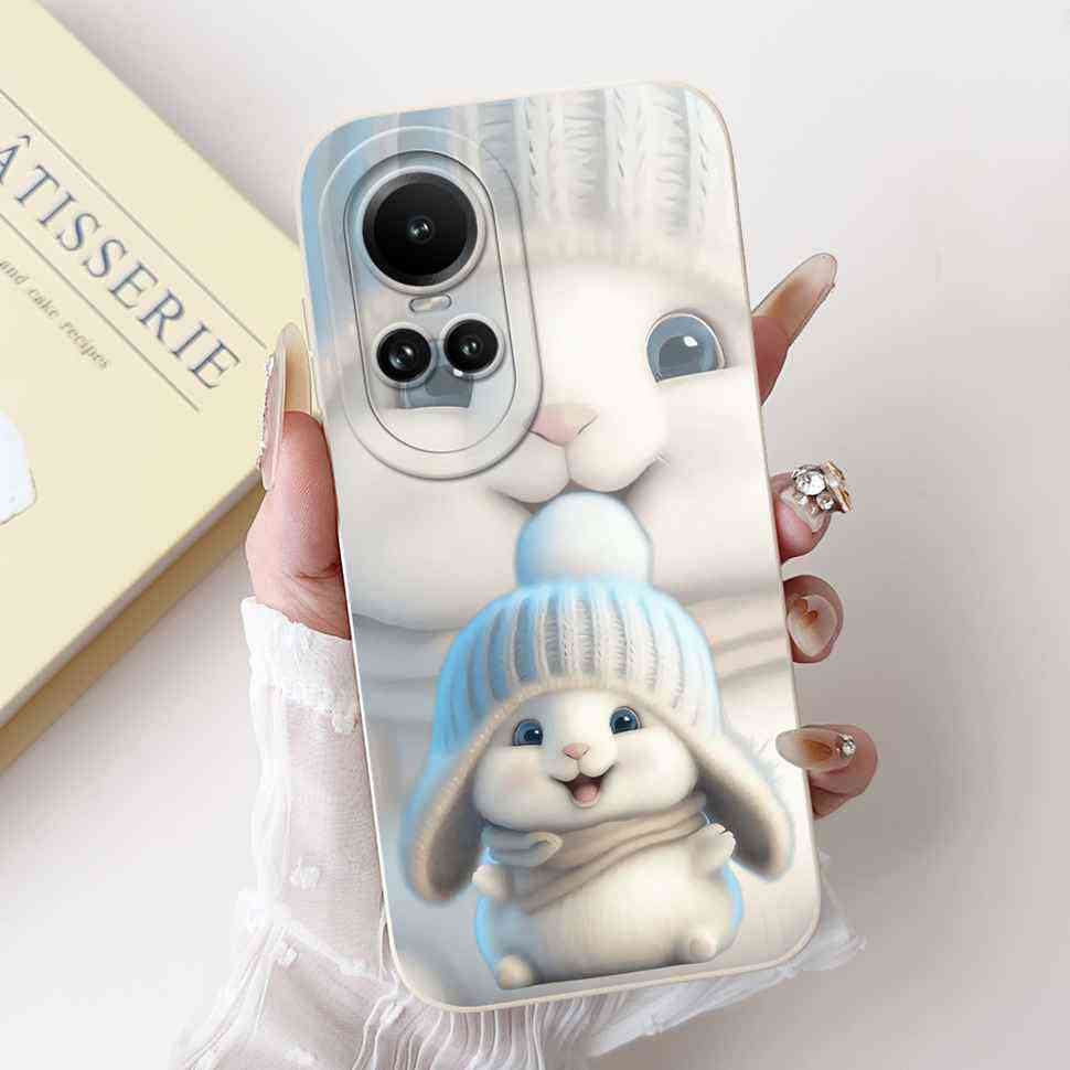 For Oppo Reno10 5G CPH2531 Case Luxurious Rose Cute Rabbit Soft Silicone Cover For Reno10 Pro 5G CPH2525 6.7" Global Phone Shell