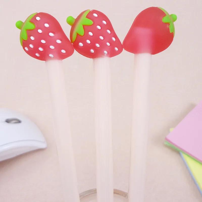 3 buc Pix Păr Fruct Măr Căpșună Ananas Pix Gel cu Cerneală Neagră Pixuri pentru Scris Pixuri pentru Studenți Rechizite Școlare Drăguțe