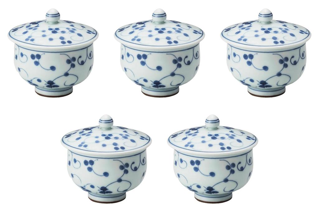Set of 5 Dotted Arabesque Lidded Teapots Lidded Sencha Arita Ware Setomonohonpo [9.5×8.5cm (180cc)] (Arita Ware)