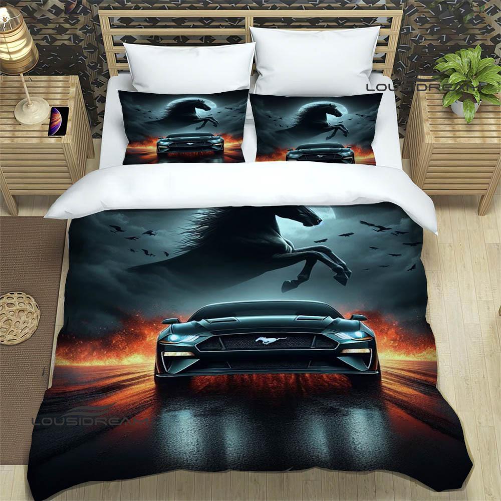 3D M-Mustang logo samochodu Pościel wykwintny zestaw pościeli poszewka na kołdrę zestaw kołdry pościel luksusowy prezent urodzinowy