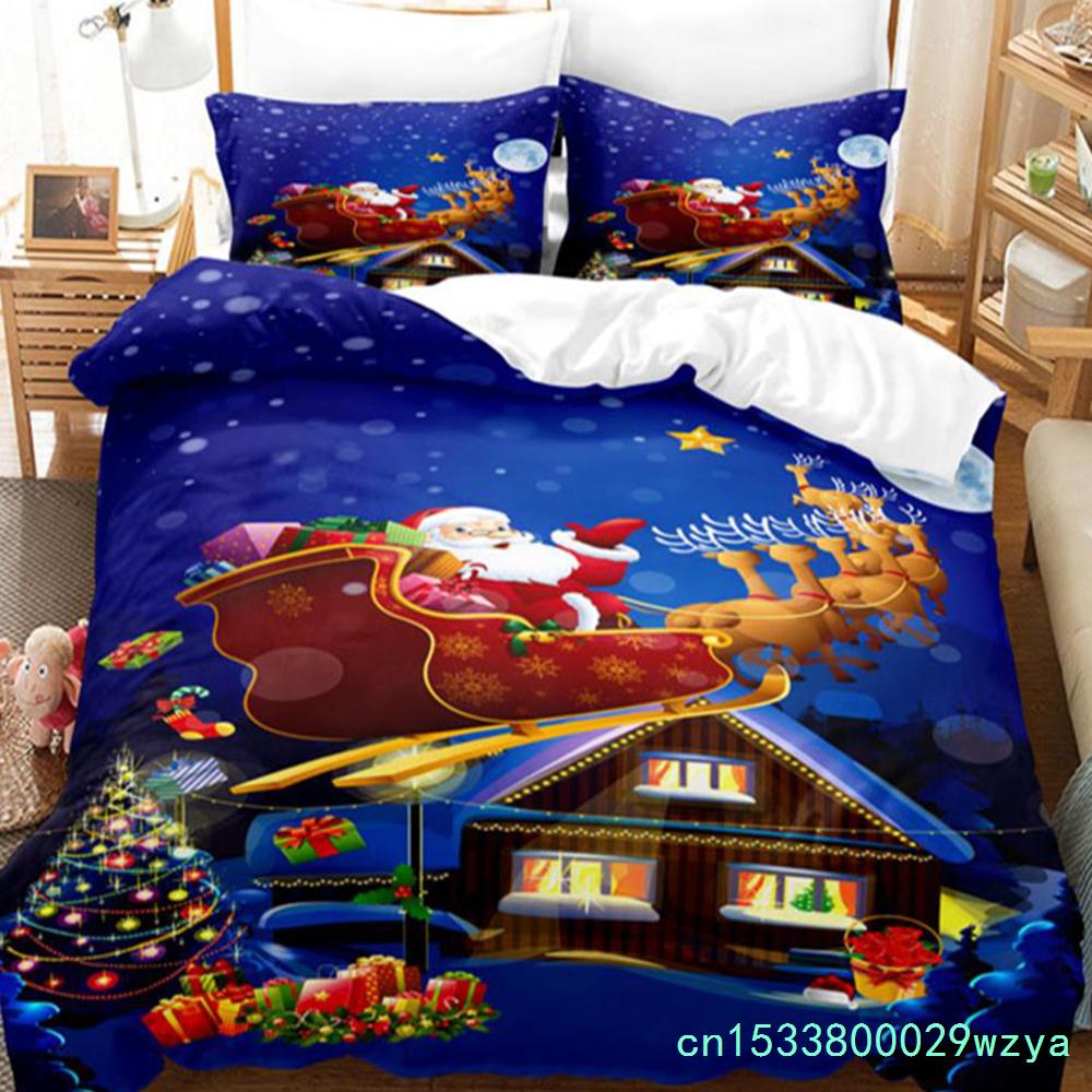 3D Christmas Quilt Cover Bedding Set Duvet Comforter Pillow Case Bed Linens Twin Queen King Double Full Single 3PCS 2PCS Bedroom