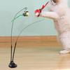 Cat Teaser Toy Cat Teaser Stick 2 In 1 Suction Cup Removable Interactive Double Simulated Chirping Bird For Teething Kitten