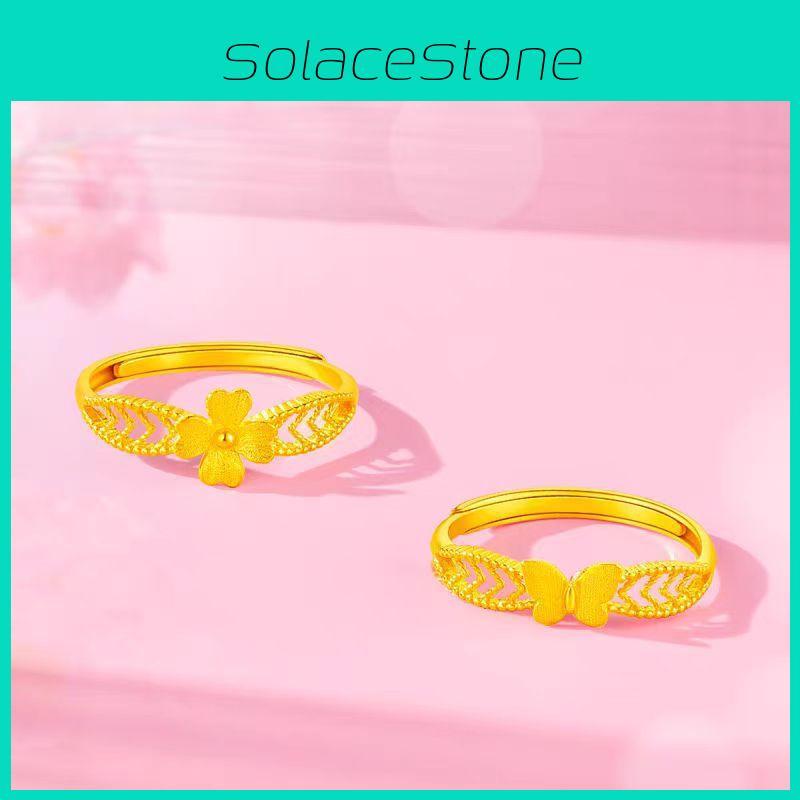 Stylish Adjustable Open Flower Butterfly Ring In Gold For Women Gift Jewelry