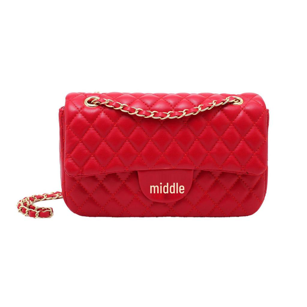 2024 Herbst/Winter Trendige Damen Handtasche mit strukturierter Diamantkette, Umhänge-Schultertasche, kleine quadratische Tasche