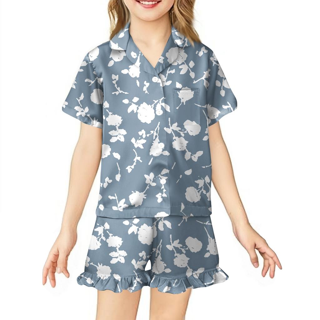 Children's Home Clothes Pajamas Set Short-sleeved Top Shorts Two-piece Set Outer Wear Play Cardigan Clothes
