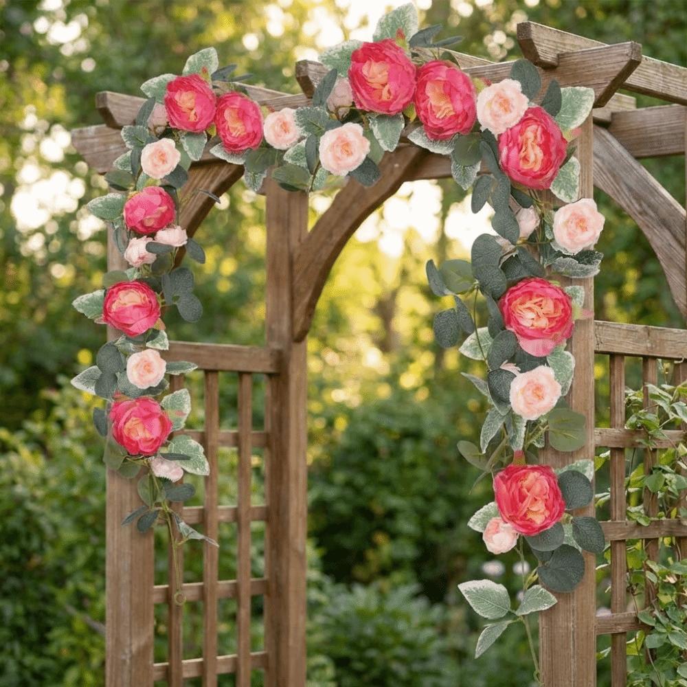 Romantic Artificial Eucalyptus Leaf Vine Plastic Handmade Butterfly Rattan Decor Lifelike Realistic Simulation Flower Vine