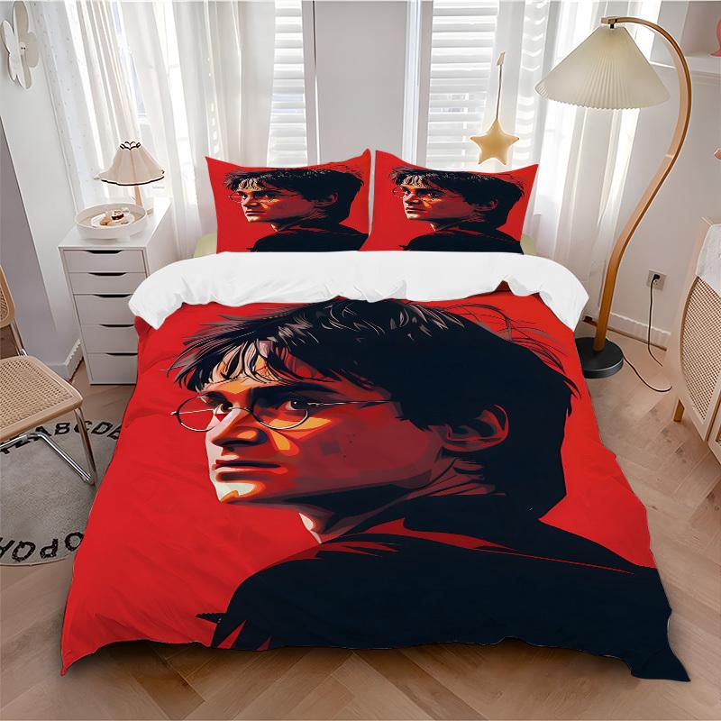 

3pcs Harry Potter Bedding Set, Soft Polyester Duvet Cover and Pillowcases Machine Washable Seasons all suitable 05 135x200cm