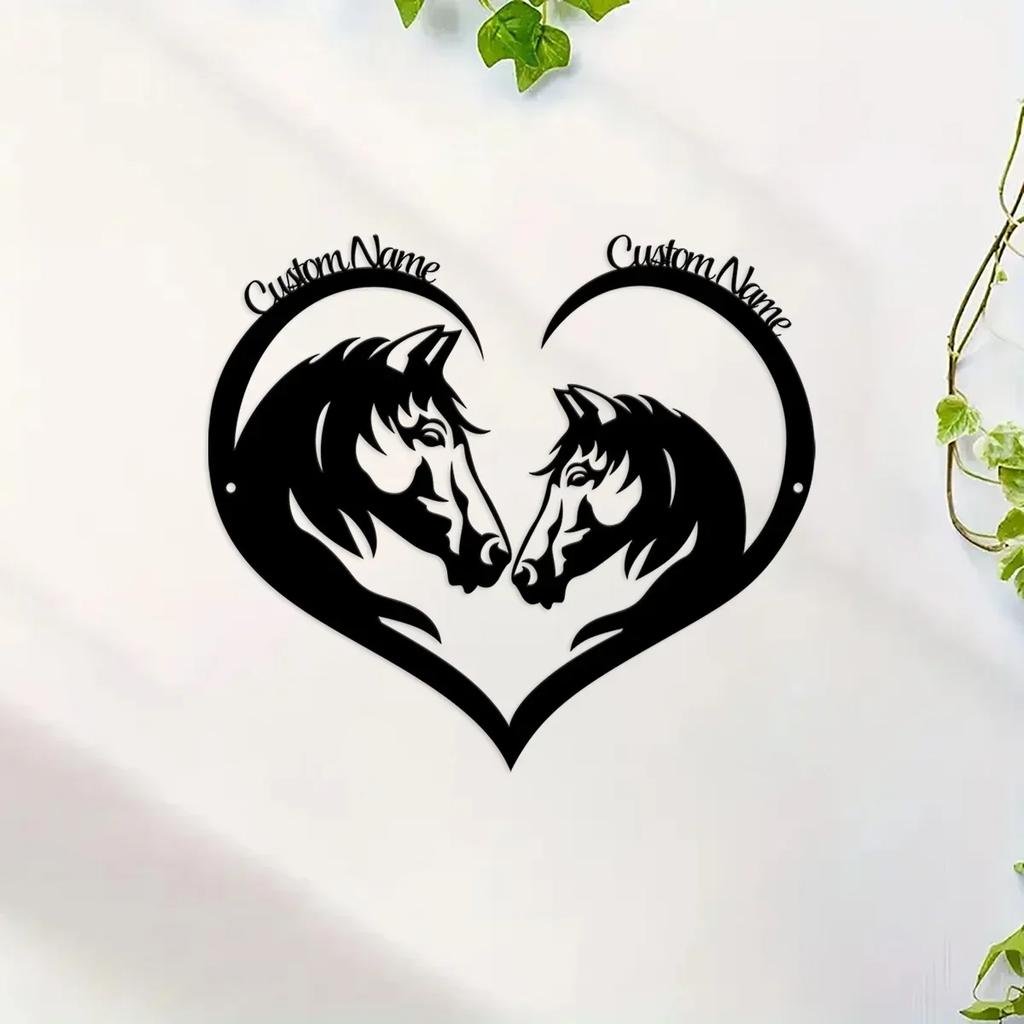 Personalized Horse Couple Metal Wall Art Western Sign Country Home Decor Equestrian Gift