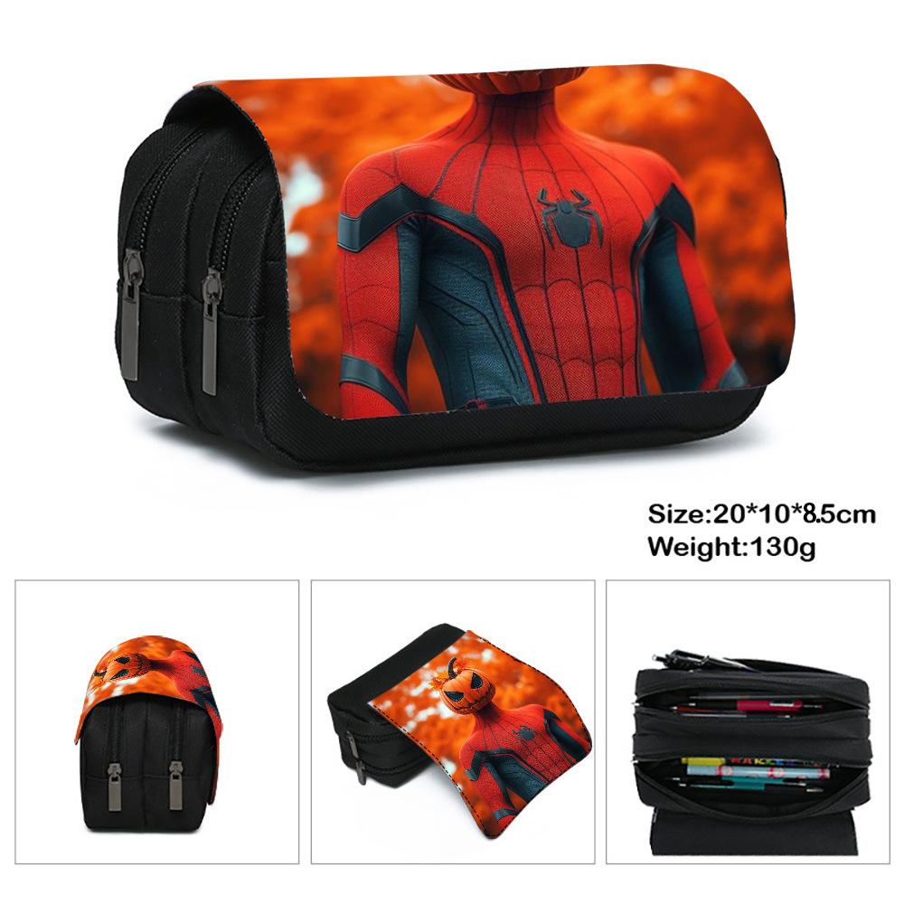 Spider-Man Double Oxford Cloth Pencil Bag Simple Large Capacity Double Pull Pencil Bag Primary School Student Portable Zipper Stationery Bag