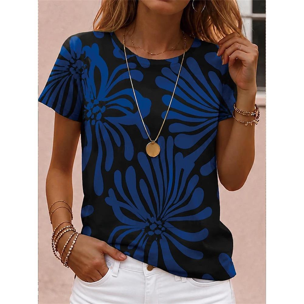 2026 New Women's Casual Short-Sleeve T-Shirt Black and White Butterfly Print
