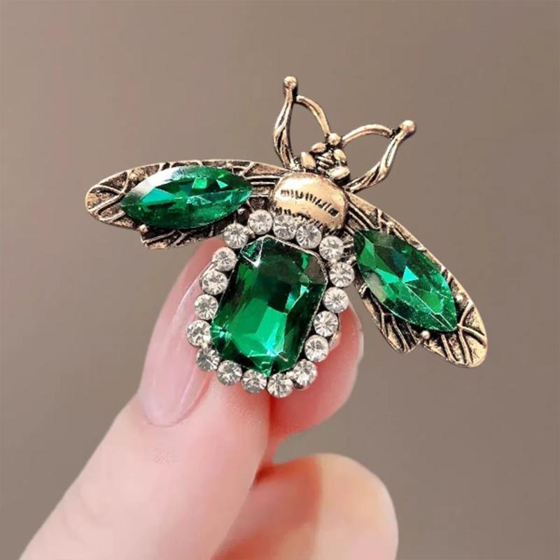 Rerto Bee Crystal Brooches For Women Enamel Rhinestone Animal Tassel Lapel Pins Men'S Suit Collar Pin Badge Accessories