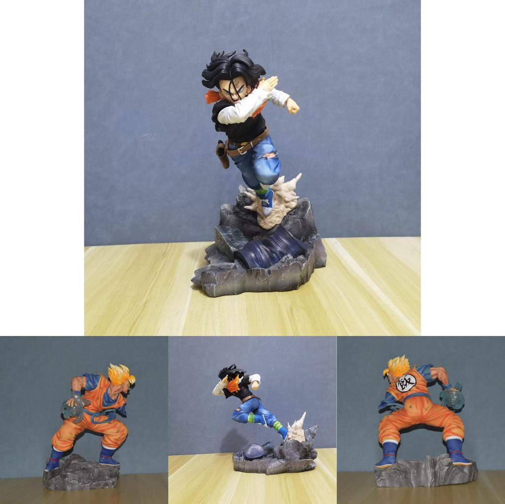 Super Saiyan Shadow Gk Future Warrior Pvc Figure Of Arm-broken Gohan Vs Android 18 Boxed Collectible