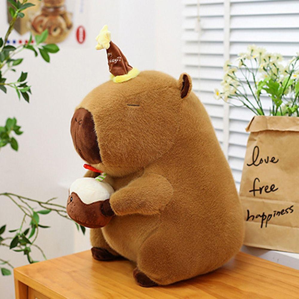 

С Днем Рождения Шапка Капибара Плюшевая Кукла Пушистая Капибара Аниме Мягкая Кукла Домашний Декор Подарки 35cm