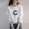 Women's Plus Velvet Loose Pullover - 2025 Spring/Autumn Korean Style, Long Sleeve Round Neck, Fake Two-Piece, Hoodless Top.