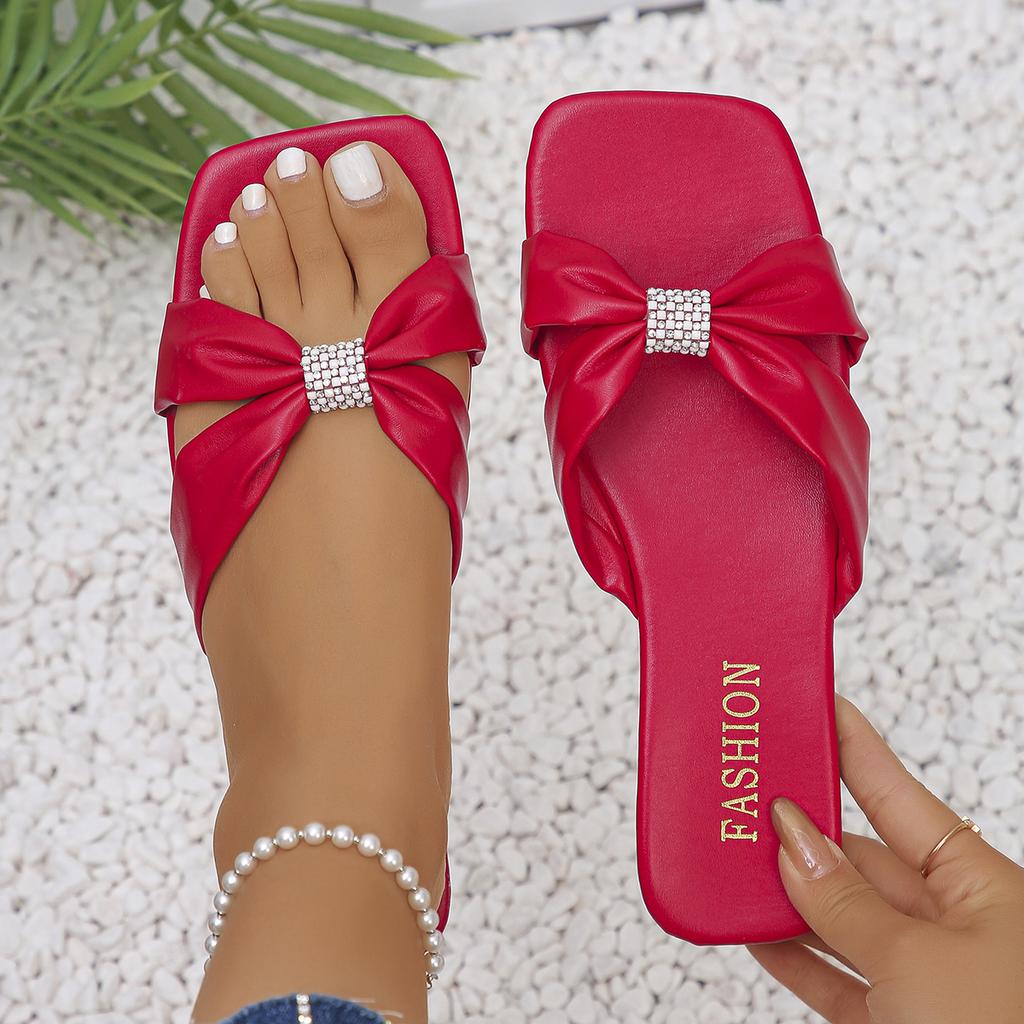 Summer Slippers for Women Flip Flops Flats 2026 New Pleated Korean Slippers Women Sandals Green Slip On Shoes Big Size 35-42