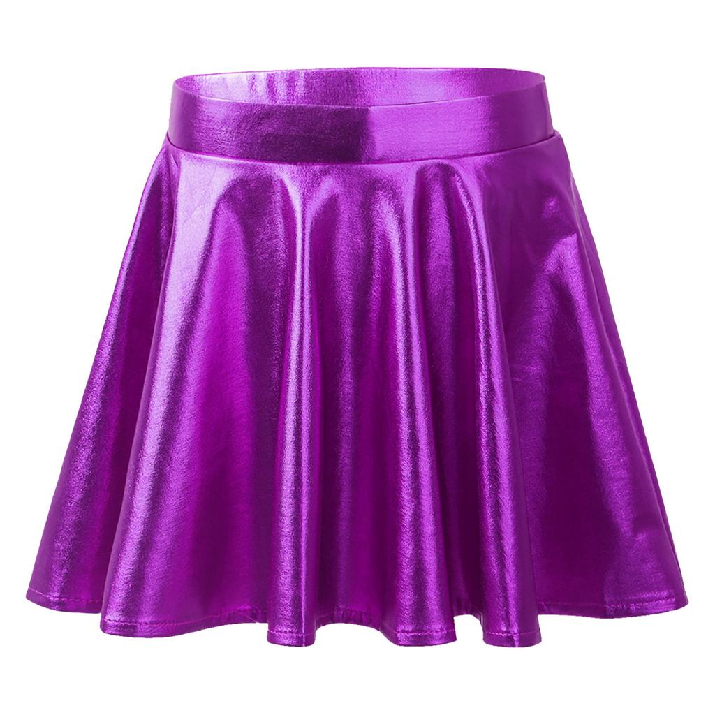 Little Girls Dance Skirt Cheerleading Dancing High Elastic Waistband Pleated A-Line Mini Skater Skirt Kids Short Skirt