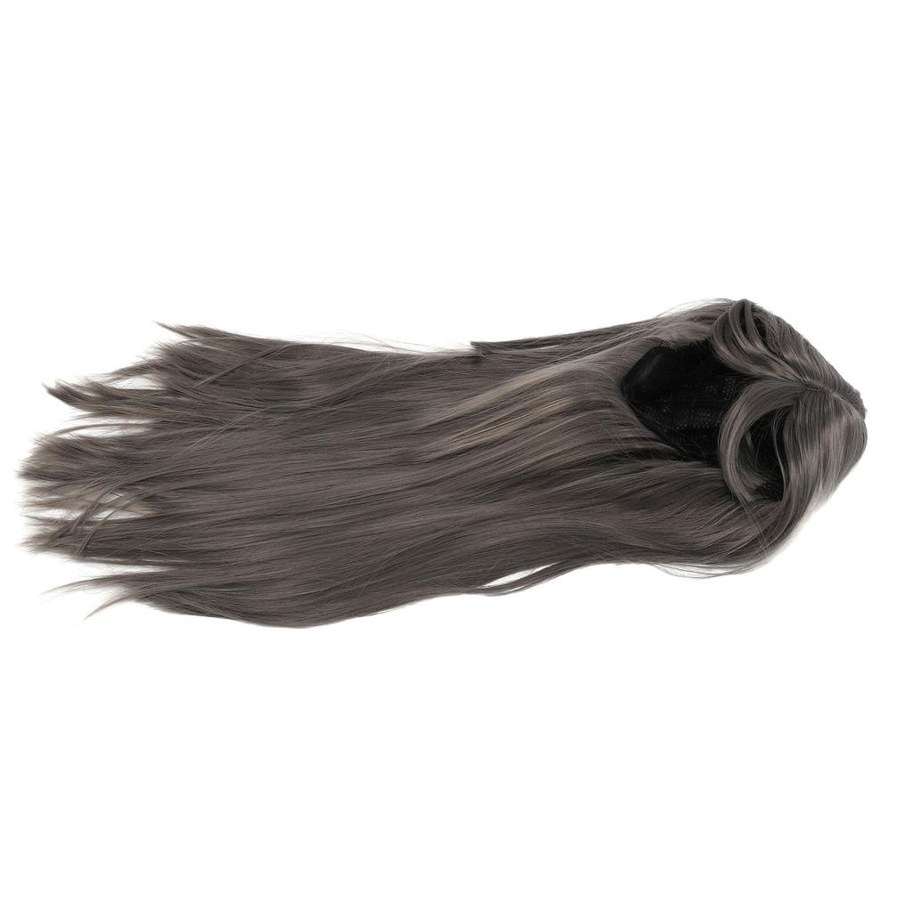 Grey Wig Heat Resistant Soft Long Straight Layered Women Synthetic Hair Wig for Party Stage Show
