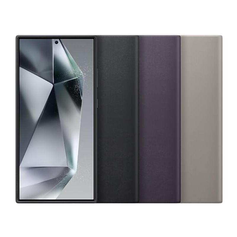 Original Samsung Galaxy S24 Ultra 5G Vegan Leather Phone Cover Case Soft Silky Protective Leather Case Cover