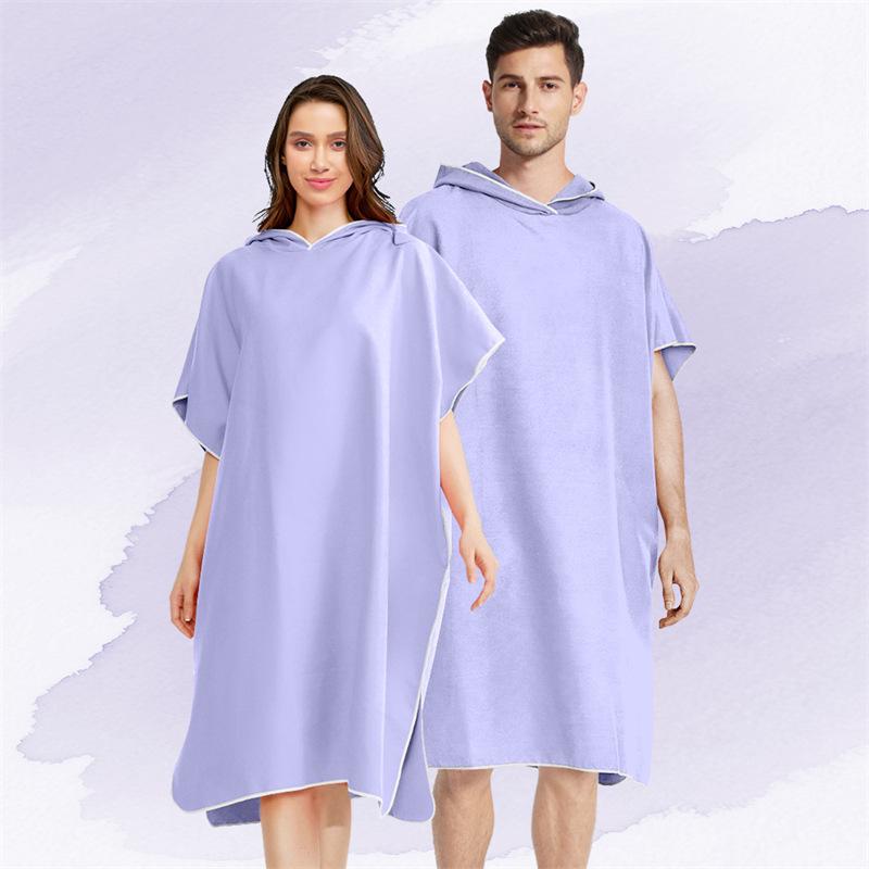 Poncho da surf per adulti con cappuccio in pile double-face - Asciugamano da spiaggia e per cambi ad asciugatura rapida.