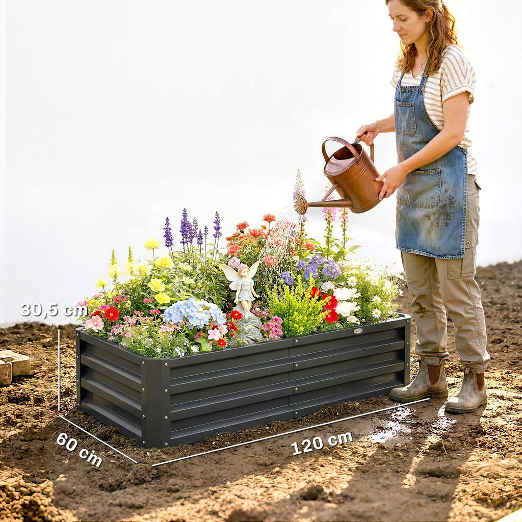 Raised Beds for Garden, Galvanized Outdoor Planters, for Herbs and Vegetables, Use for Patio, Backyard, Balcony, Grey