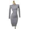 Normcore Half Turtleneck Underwear Knitted Dress Fashion Wind Sunken Stripe High Elastic Silm Long Sleeves Fall and Winter Heattech Sheath Dress