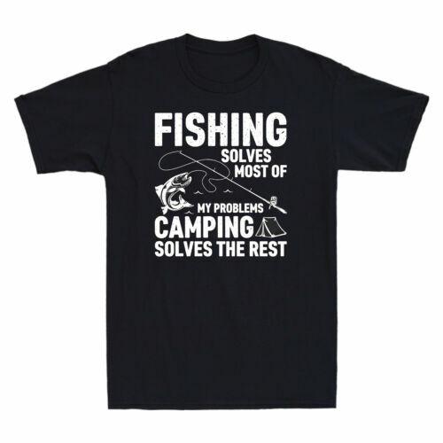 Fishing Solves Most Of My Problems Camping Solves The Rest Vintage Men s T-Shirt S