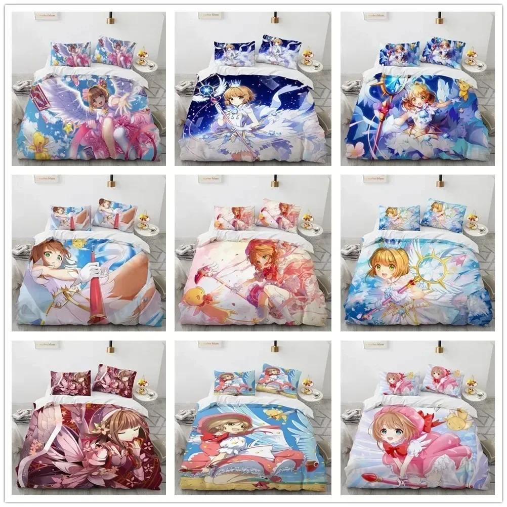 Anime Cardcaptor Sakura Bedding Set Duvet Cover Sheet Printed Bed Set Pillowcase Bed Full Queen King Size Comforter Bedroom