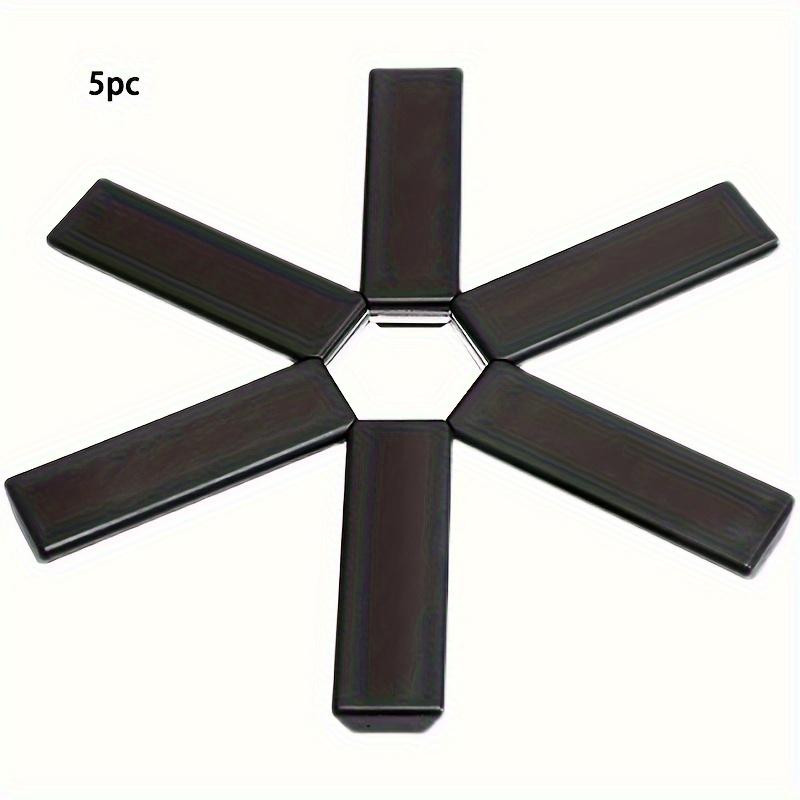 

5 шт. Силиконовая складная подставка на 3 ножках | X-образная нескользящая расширяемая подкладка для кухни и столовой чёрный