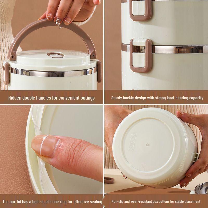 Bingyue 4-Layer Portable Insulated Round Lunch Box