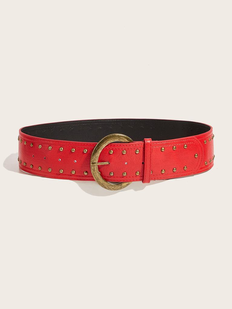 Rivet Leather Punkinspired Belt With Double Row Stitching Urban Style Outfits