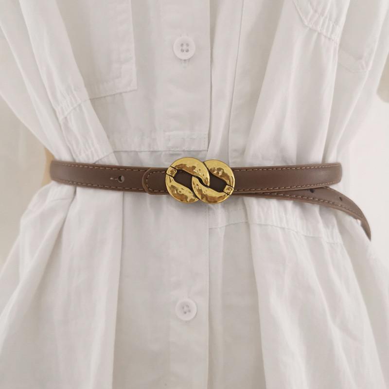 Genuine Leather Womens Waist Belt For Dresses And Coats With Silver Alloy Buckle For Casual And Office Wear