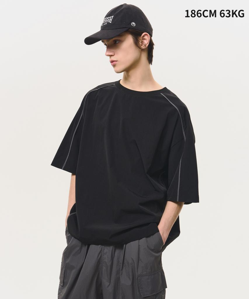 BLACK MOMENT Tech Stitch Oversized T-Shirt [Black]