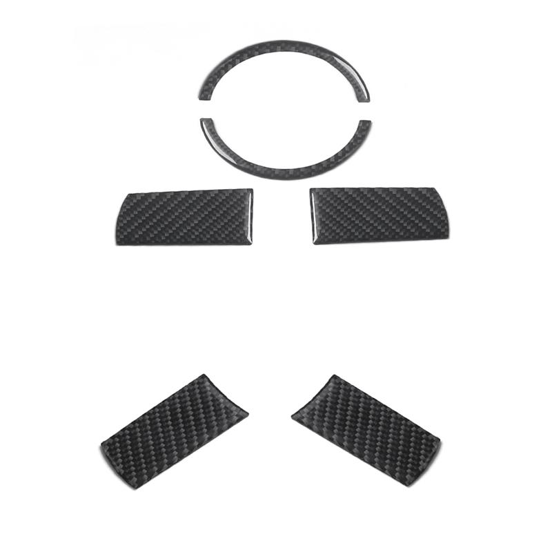 6Pcs Carbon Fiber Car Steering Wheel Panel Cover Trim Sticker For Chrysler 300 2005-2007 No Navigation Styling Accessories