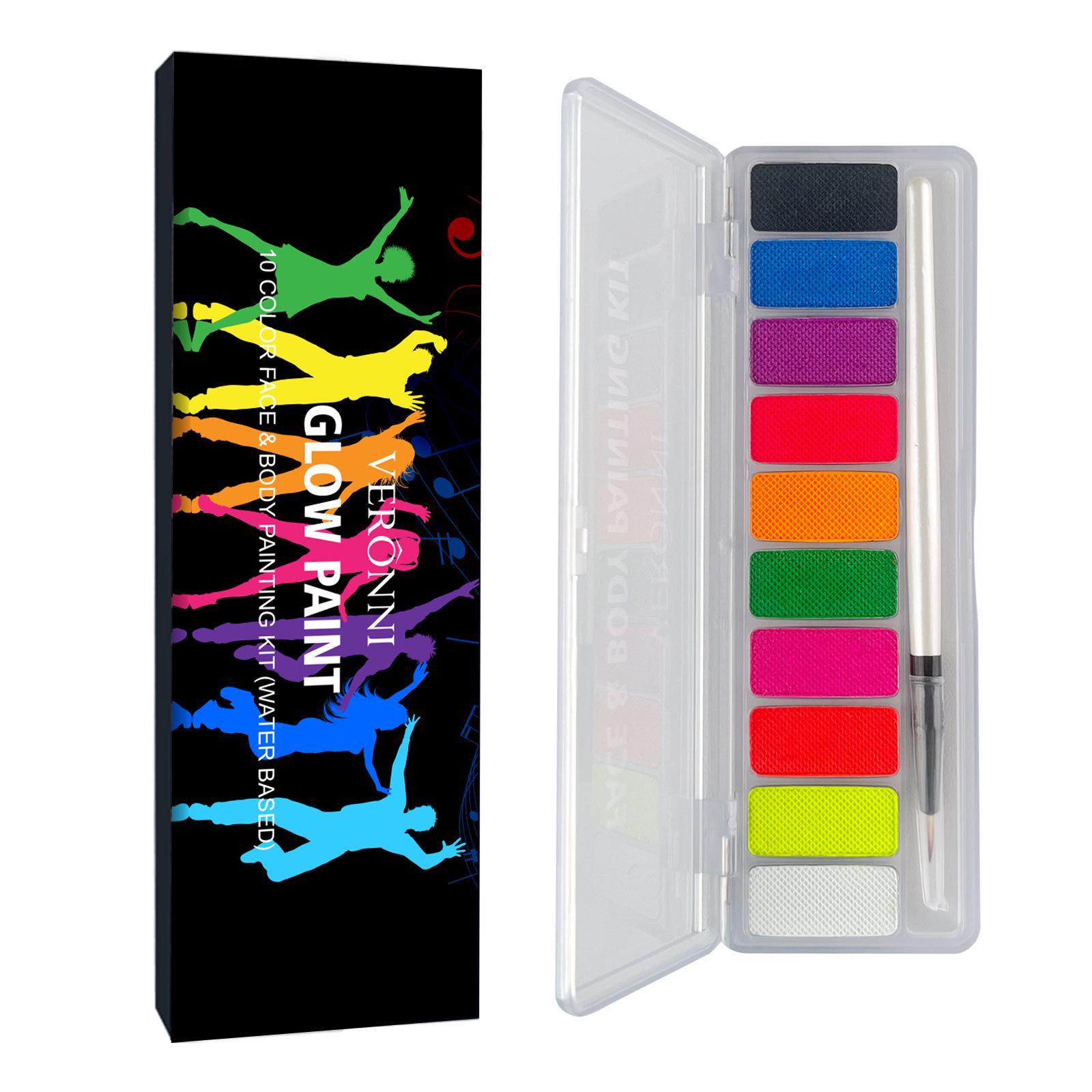 

10-Color Water-Soluble Face Paint for Body Art, Halloween, and Fans