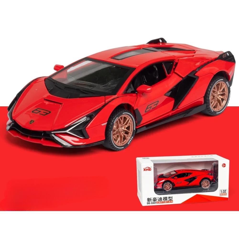 

1/32 Lamborghini Sian Sports Car Simulation Diecast Metal Alfalyvía Model Car Sound Light Pull Back Collection Kids Toy Gifts A243 красный