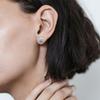 European Chic: Elegant Micro-set White Zirconia Square Hoop Stud Earrings