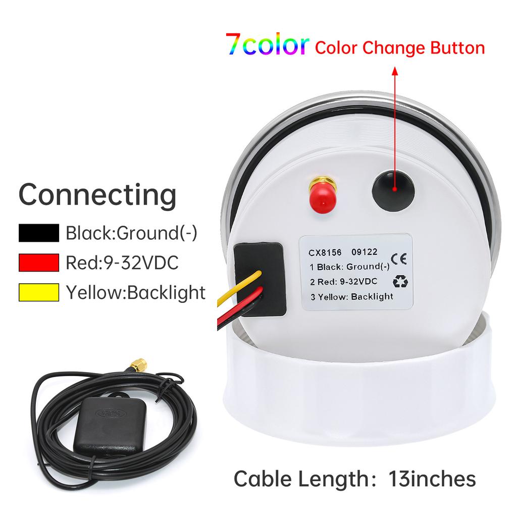 NEW 85mm 7 Color LED GPS Speedometer Odometer 0-120kmh 0-80MPH Speed Gauge COG TRIP Odometer Boat Car Truck Motorcycle 12V/24V