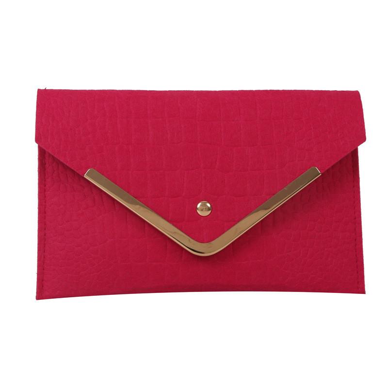 Trendy Women's Felt Envelope Bag In Elegant Black Green Khaki And Fuchsia For Everyday Fashion