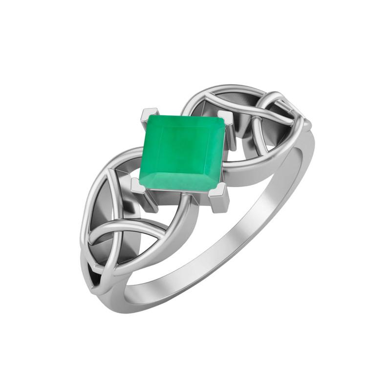

5MM Square Emerald Gemstone 925 Sterling Silver Solitaire Celtic Women s Engagement Ring 7 білий