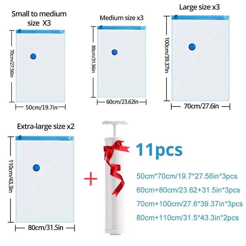 1Set Vacuum Compression Bag With Hand Pump For Clothing Sorting Bedding Space Saving Sealed Bag Combination Wardrobe Organizer