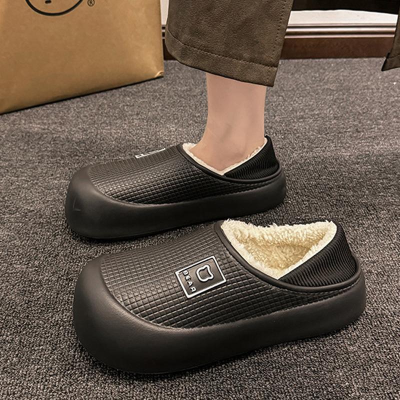 Módní Litfun Pantofle s plyšovou podšívkou pro ženy Platforma Pohodlné Vnitřní Bavlněné Nazouváky Vodotěsné Domácí Nazouváky Huňaté Protiskluzové Dámské Pantofle