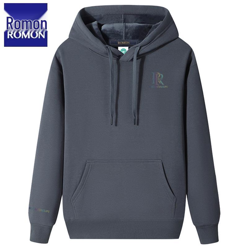 LOMON Men s Heavyweight American-Style Fleece-Lined Hoodie: Trendy Plus Size Pullover for Autumn/Winter L (53-63kg)