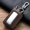 Genuine Cow Leather Home Car Keys' Bag Double Pocket Zipper Mini Wallet Earth Yellow Men Women's Key Holder Transparent Pocket