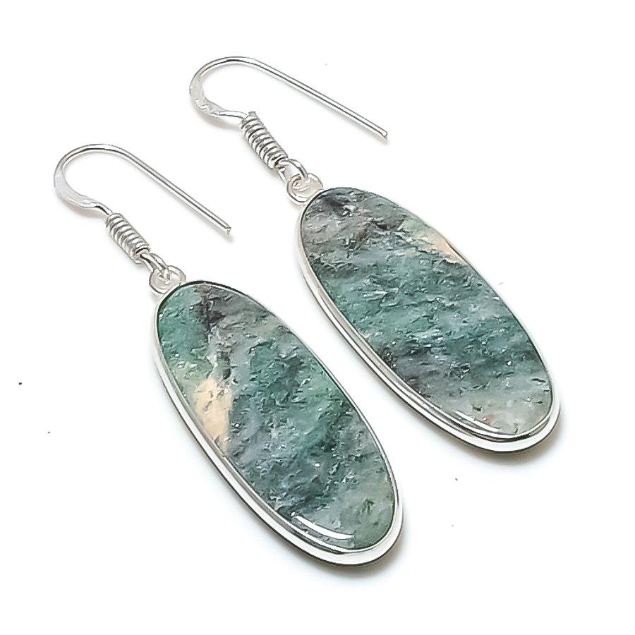 

Natural Green Aventurine Gemstone 925 Sterling Silver Jewelry Earring 2.09 AEE-11100